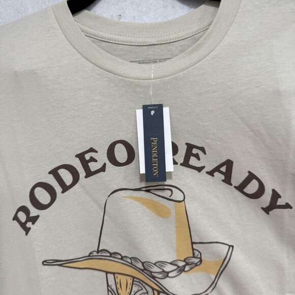 Pendleton Shirt Mens Small Beige Rodeo Ready Graphic Western Cowboy 1863 Tee - Picture 3 of 9
